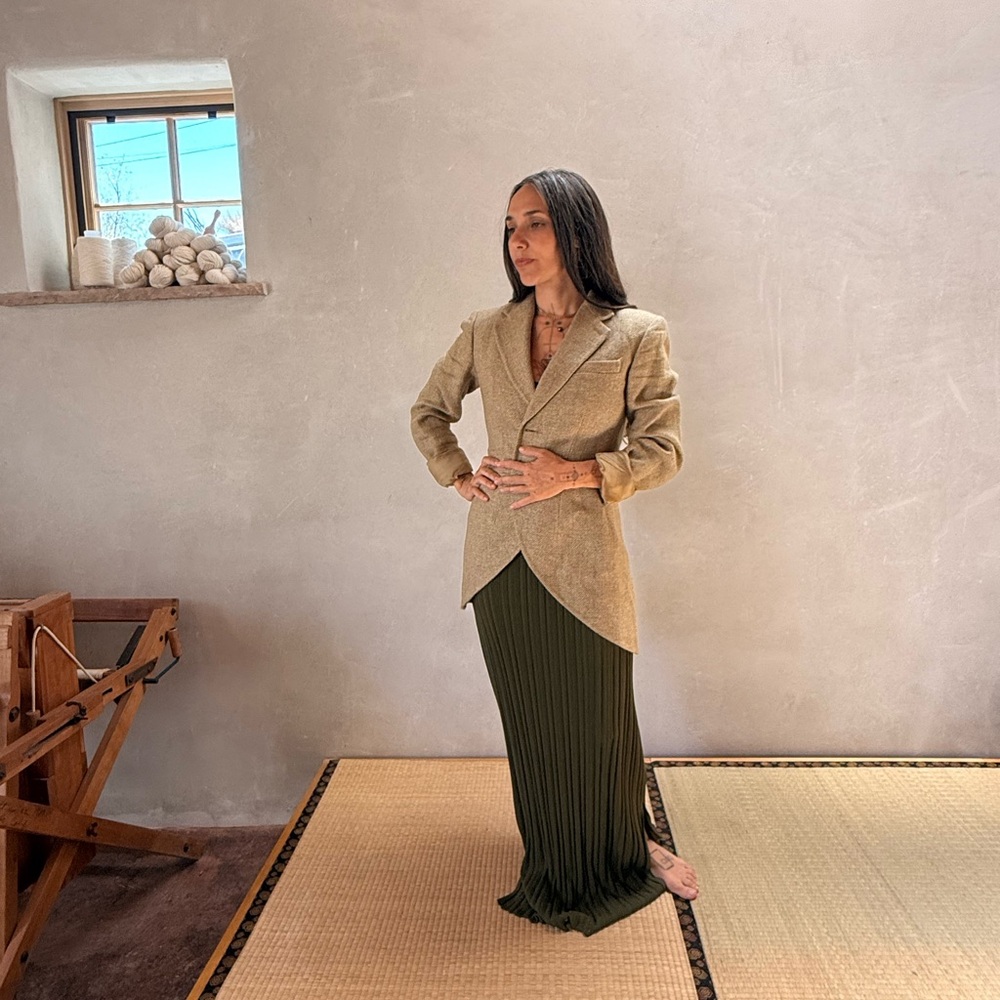 Ralph Lauren Tan Blazer with Olive Green Skirt